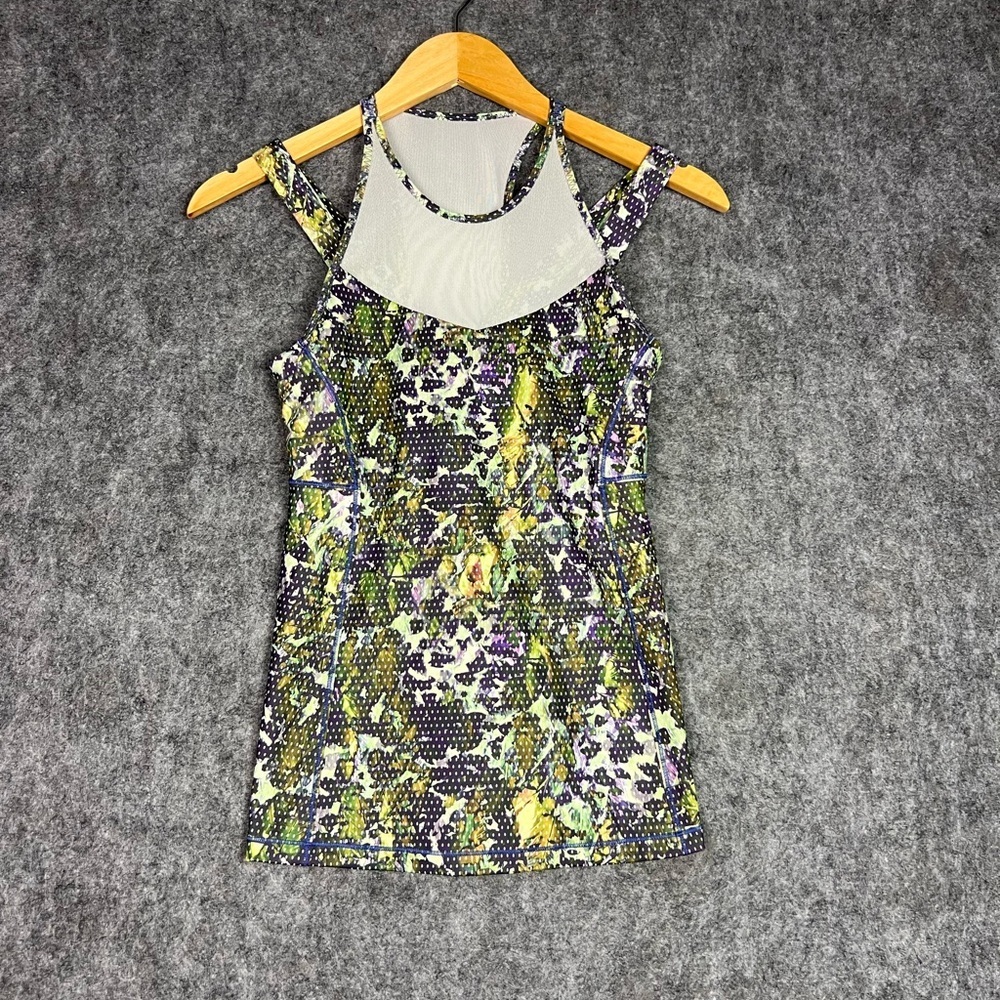 lululemon athletica Purple, Green & White Mesh-Panel Tank Dress